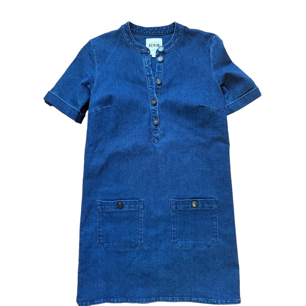 Sezane Navy Button-Front Mini Dress